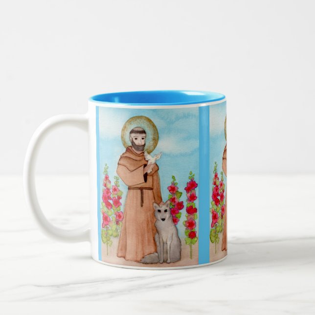 Tasse 2 Couleurs Aquarelle St. Francis (Gauche)