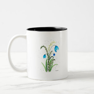 Tasse 2 Couleurs Aquarelle Vert Bleu Floral Rustique Chic Fern
