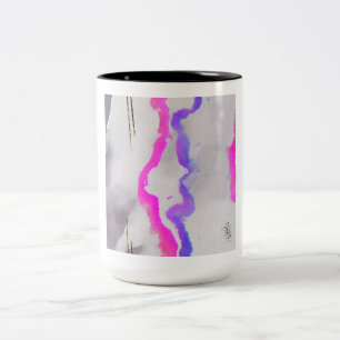 Tasse 2 Couleurs Aquarelle violet et rose Abstrait