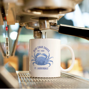 Tasse 2 Couleurs Aquarelles Crabe bleu Illustration Texte personnal