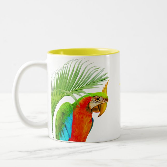 Tasse 2 Couleurs Ara et feuilles de palmier (Gauche)