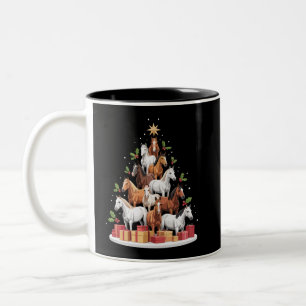 Tasse 2 Couleurs Arbre à chevaux de Noël Chevaux Cadeaux de Noël