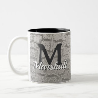 Tasse 2 Couleurs Arbre à monogramme Photo d'écorce avec nom initial
