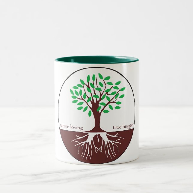 Tasse 2 Couleurs Arbre affectueux Hugger de nature (Centre)