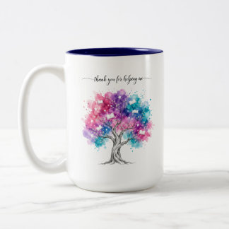 Tasse 2 Couleurs Arbre aquarelle Cadeau de remerciement pour l'ense