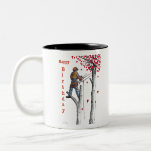 Tasse 2 Couleurs Arbre chirurgien Arboriste Carte d'anniversaire