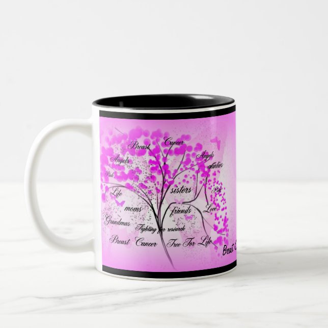 Tasse 2 Couleurs arbre de cancer du sein de la vie (Gauche)