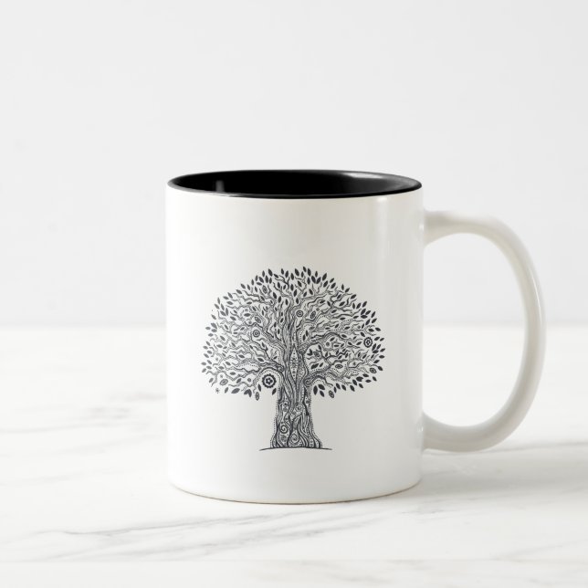 Tasse 2 Couleurs Arbre de griffonnage de la vie (Droit)