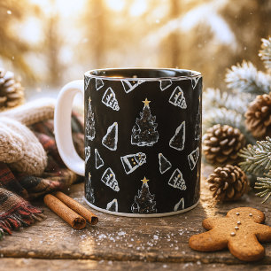 Tasse 2 Couleurs Arbre de Noël Chat Noir Amusant Miaou