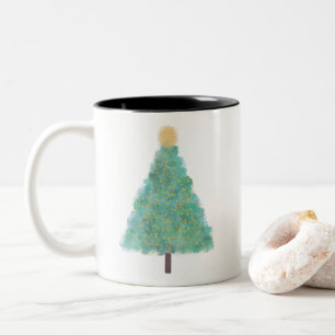 Tasse 2 Couleurs Arbre de Noël de la parties scintillant verte