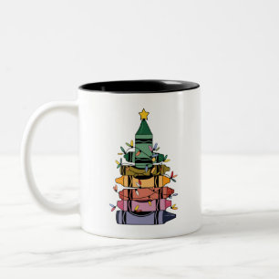 Tasse 2 Couleurs Arbre de Noël Enseignant Vie Cadeau Enseignement