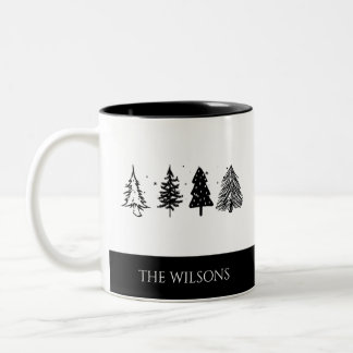 Tasse 2 Couleurs Arbre de Noël minimaliste élégant