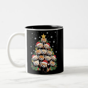 Tasse 2 Couleurs Arbre de Noël Panda Rouge Drôle Animal 