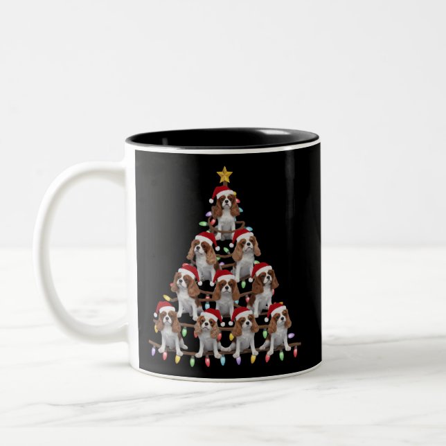 Tasse 2 Couleurs Arbre de Noël Santa Cavalier King Charles Spaniel  (Gauche)