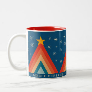 Tasse 2 Couleurs Arbre de Noël Super minimaliste rouge et bleu rétr