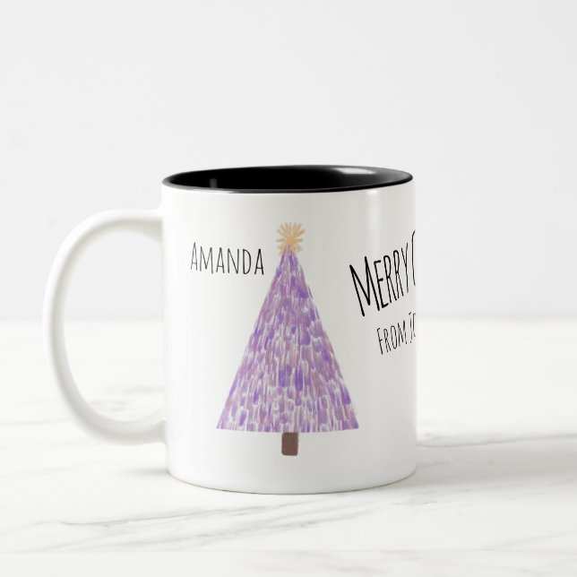 Tasse 2 Couleurs Arbre de Noël violet moderne (Gauche)