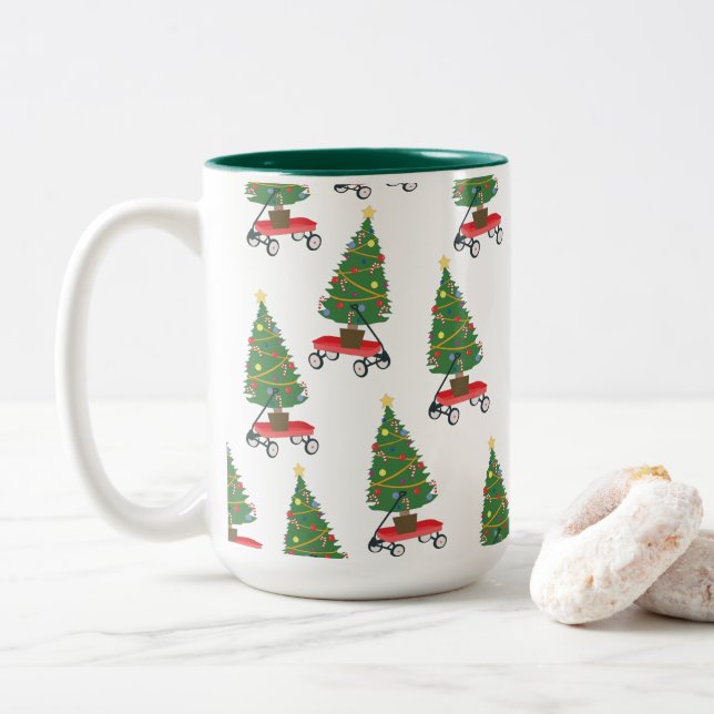 Tasse 2 Couleurs Arbre de Noël Wagon (Avec donut)