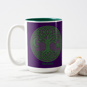 Tasse 2 Couleurs Arbre de Vie Celtique Nom Personnalisé