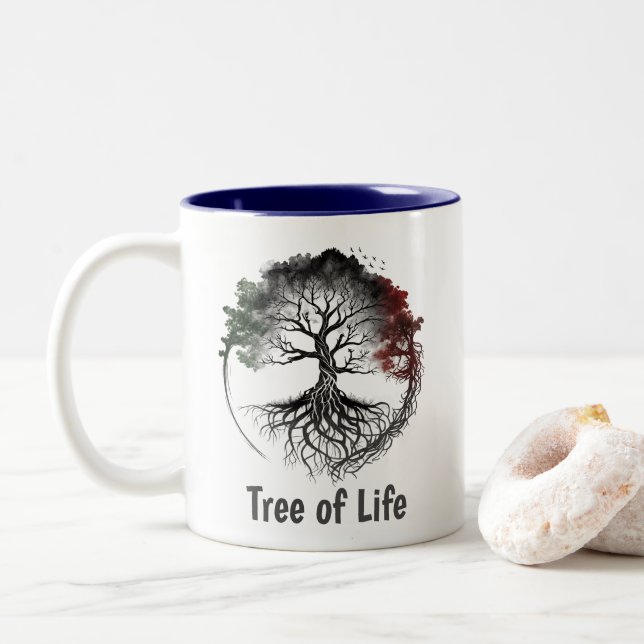 Tasse 2 Couleurs Arbre de vie | Méditation | Style celtique (Avec donut)