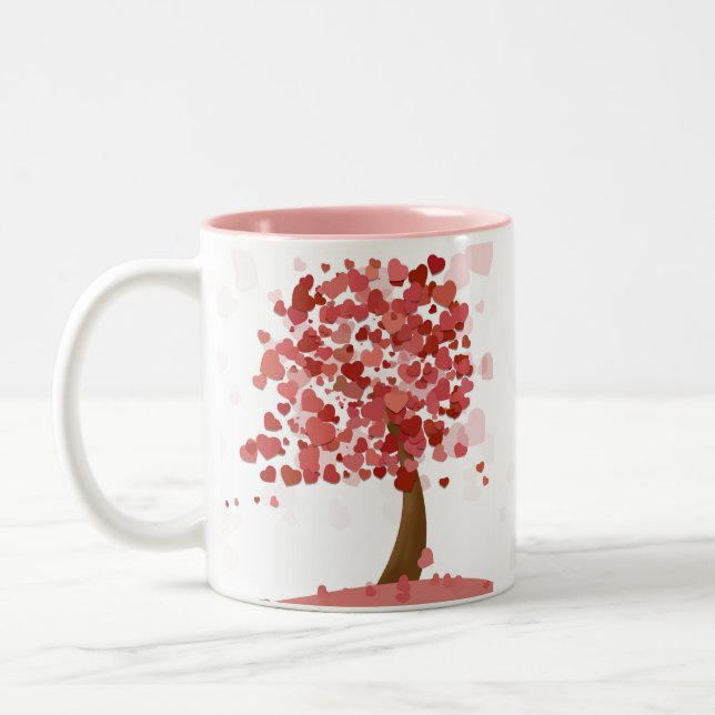 Tasse 2 Couleurs Arbre des Coeurs Coeurs d'art mignons (Gauche)
