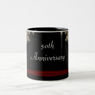 Tasse 2 Couleurs Arbre d'or avec la boisson rouge de ruban et d'arc