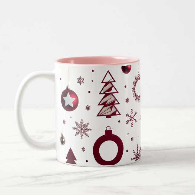 Tasse 2 Couleurs Arbre géométrique superposé rouge profond dramatiq (Gauche)