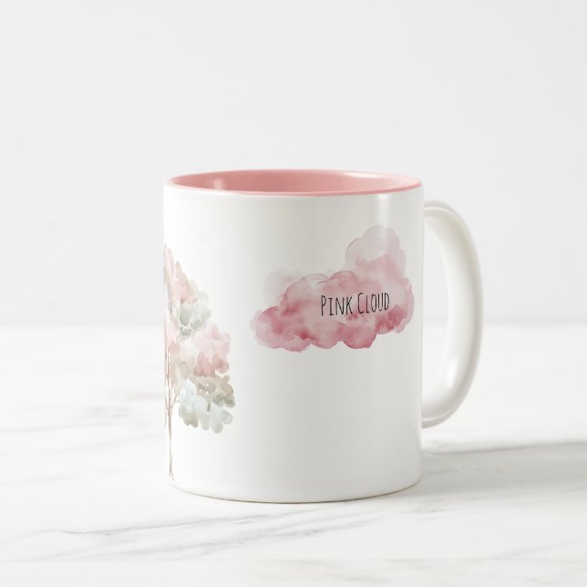 Tasse 2 Couleurs Arbre Nuage Rose Vert (Devant droit)