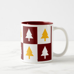 Tasse 2 Couleurs Arbres de Noël en or et rouge