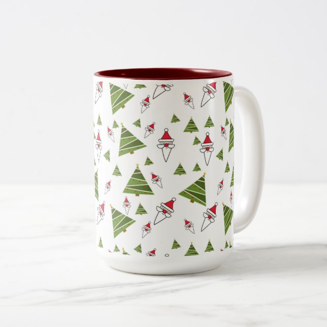 Tasse 2 Couleurs Arbres de Noël et Père Noël (Devant droit)