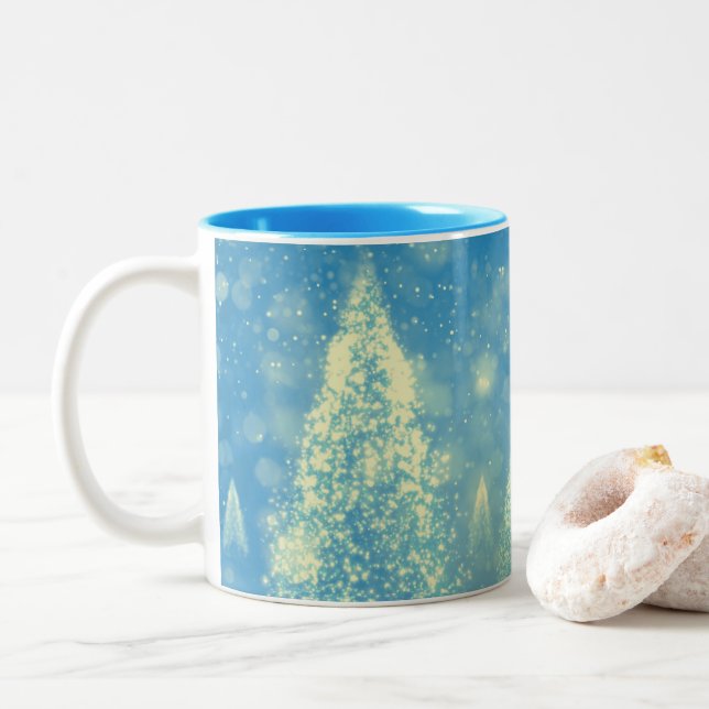 Tasse 2 Couleurs Arbres de Noël magiques (Avec donut)