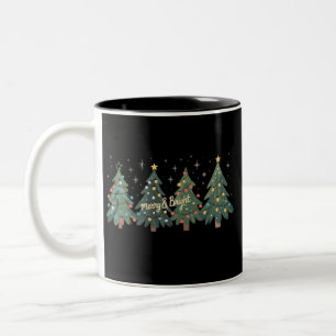 Tasse 2 Couleurs Arbres de Noël verts Fêtes de Noël 