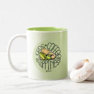 Tasse 2 Couleurs Arbres : Mots Coffee Happiness (vert dégradé)