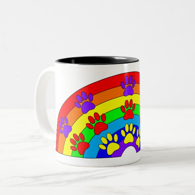 Tasse 2 Couleurs Arc-en-ciel avec Empreintes de pattes de chien (Devant gauche)