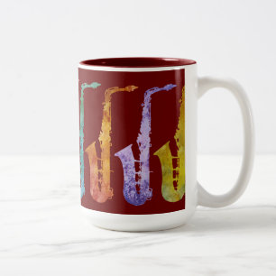 Tasse 2 Couleurs Arc-en-ciel bariolé de Saxaphone sur Bourgogne