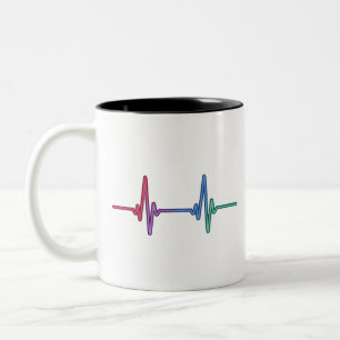 Tasse 2 Couleurs Arc-en-ciel de fierté de battement de cœur Allié L
