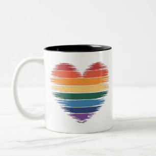 Tasse 2 Couleurs Arc-en-ciel de fierté Impression de cœur LGBT Fier