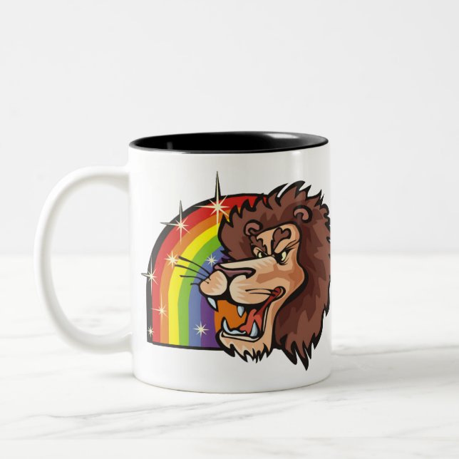 Tasse 2 Couleurs Arc en ciel des années 1980 avec Lion Leo (Gauche)