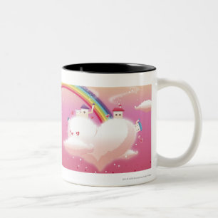 Tasse 2 Couleurs Arc-en-ciel et bâtiments sur des nuages