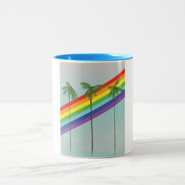 Tasse 2 Couleurs Arc-en-ciel et Palmiers (Centre)