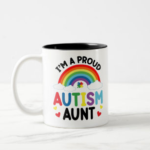 Tasse 2 Couleurs Arc-en-ciel Je suis une tante autiste fière Sensib