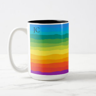 Tasse 2 Couleurs Arc-en-ciel multicolore rayures laides