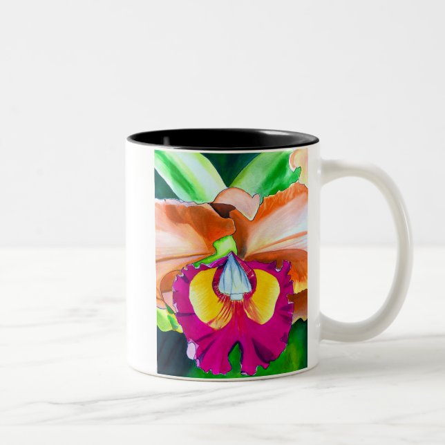 Tasse 2 Couleurs Ardoise à fleurs colorées (Droit)
