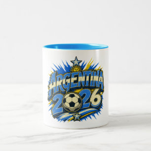 Tasse 2 Couleurs Argentine 26 Fan de Football Bleu Or