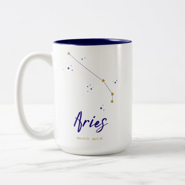 Tasse 2 Couleurs Aries Zodiac Constellation Étoiles Horoscope Cosmi (Gauche)