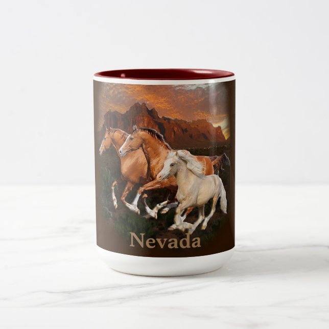 Tasse 2 Couleurs Arizona Chevaux sauvages (Centre)