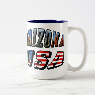 Tasse 2 Couleurs Arizona Picture et USA Flag Text