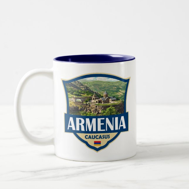 Tasse 2 Couleurs Armenie Illustration Rétro Badge (Gauche)