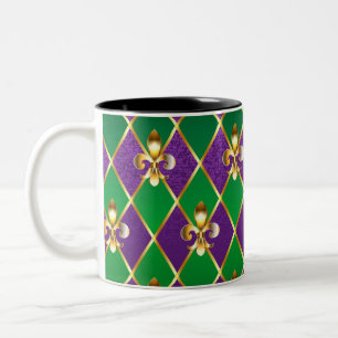 Tasse 2 Couleurs Arrière - plan de bijoux Mardi Gras