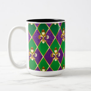 Tasse 2 Couleurs Arrière - plan de bijoux Mardi Gras