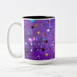 Tasse 2 Couleurs Arrière - plan de feuille violet avec étoiles